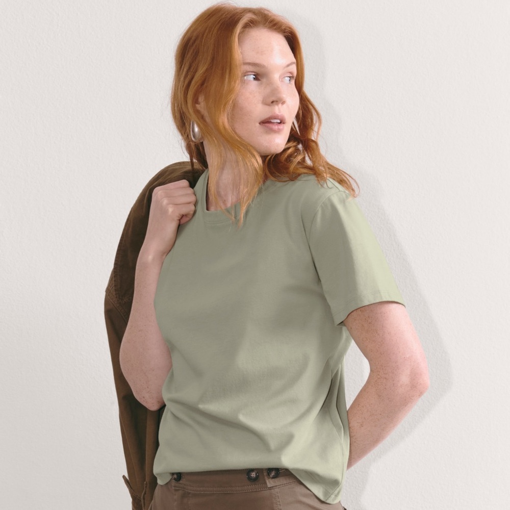 Everlane The Box-Cut Tee in Essential Cotton Sage Green L